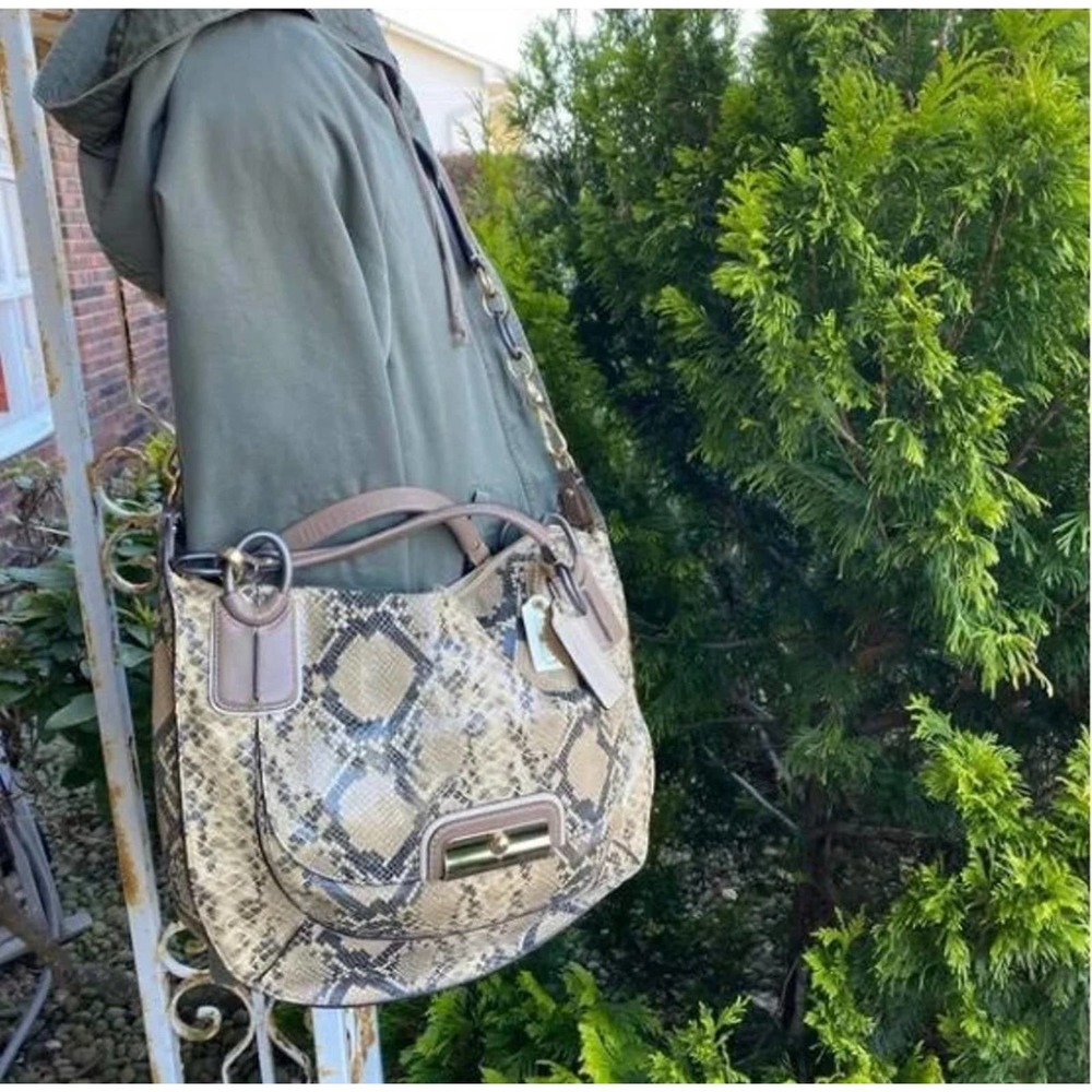 00s Coach Kristen Elevated Python Leather Satchel… - image 4